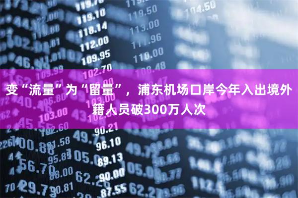 变“流量”为“留量”,浦东机场口岸今年入出境外籍人员破300万人次